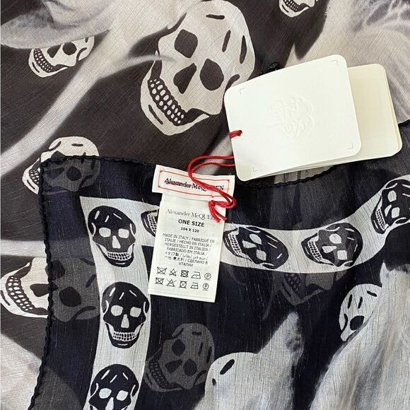 Alexander McQueen Classic Skull Silk Chiffon Scarf - Picture 9 of 9
